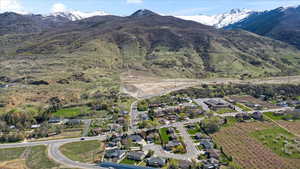 Aerial view featuring a mountain view
