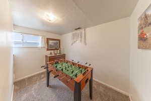 This room could serve as a 3rd basement bedroom, though it lacks a closet. It can easily serve as an office or den.