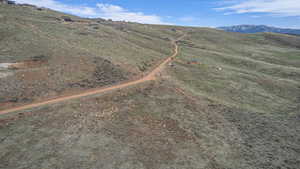 Bird's eye view featuring a rural view and a mountain view