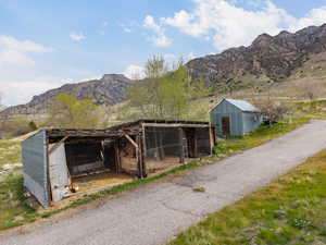 Exterior space featuring an outdoor structure, an exterior structure, and a mountain view