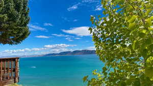 Water view with a mountain view