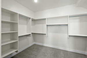 Spacious closet with carpet