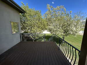 Wooden deck with a yard
