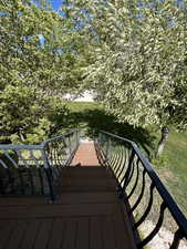 Wooden deck with a yard