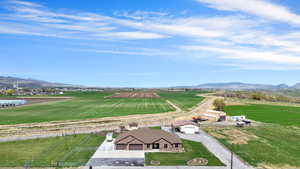 Bird's eye view with a rural view and a mountain view
