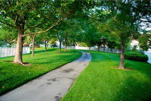 View of community featuring fence and a yard picture courtesy of Saratoga Springs HOA