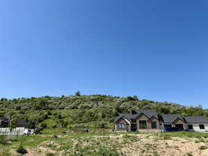 View of front facade featuring a chimney