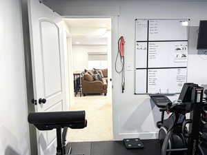 Workout area with carpet
