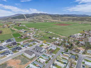 Drone / aerial view with a mountain view and a residential view