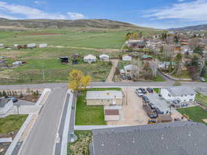 Drone / aerial view with a mountain view