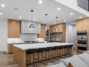 Kitchen with built in appliances, modern cabinets, a sink, and recessed lighting