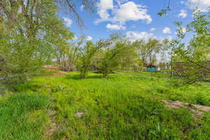 View of yard featuring fence