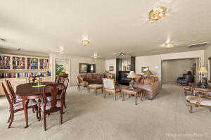 Dining area featuring carpet