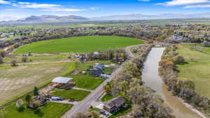 Aerial view with a rural view and a mountain view
