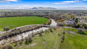 Bird's eye view featuring a rural view and a mountain view
