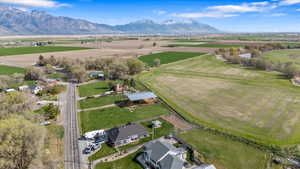 Aerial view with a mountain view and a rural view