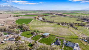Bird's eye view featuring a rural view and a mountain view