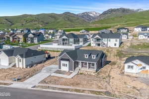 Bird's eye view featuring a mountain view and a residential view