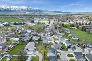 Aerial view with a Wellsville Mountains view and a residential view
