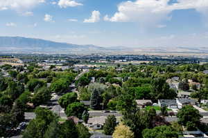 Drone / aerial view with a mountain view