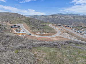 Aerial view featuring a mountain view
