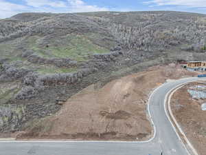 Bird's eye view with a mountain view