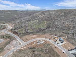 Drone / aerial view featuring a mountain view
