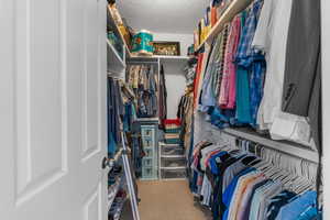 Walk in closet featuring carpet flooring