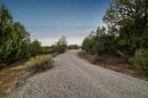 View of road with gravel driveway