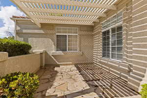 View of patio featuring a pergola