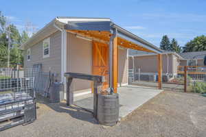 Barn, hitching post & rainwater collection system