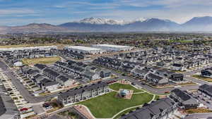 Aerial view featuring a mountain view and a residential view