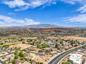 Drone / aerial view with a mountain view and a residential view