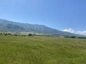 View of mountain background with rural landscape and a pastoral area