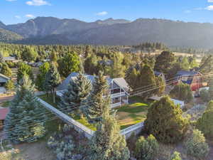 Bird's eye view with a mountain view and a view of trees