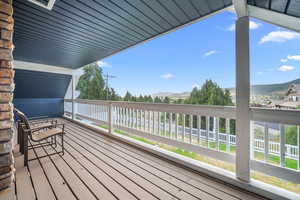 Deck featuring a mountain view
