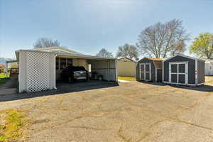 Exterior space with a storage unit