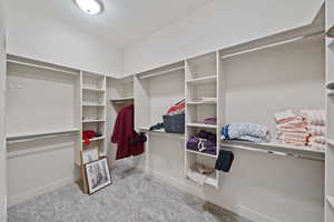 Walk in closet featuring carpet floors