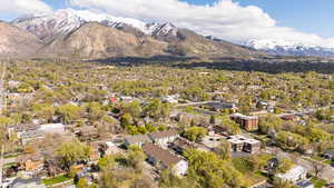 Drone / aerial view with a mountain view