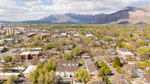 Drone / aerial view with a mountain view