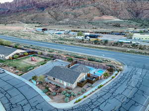Drone / aerial view with a mountain view
