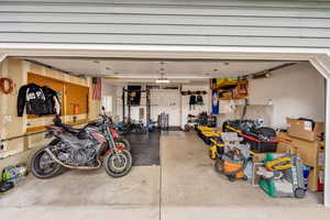Garage with a workshop area