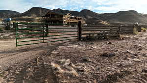 View of mountain background featuring rural landscape