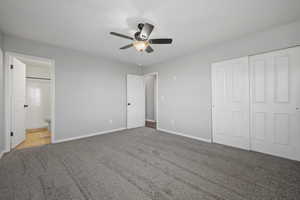 The primary bedroom offers views of the valley, neutral paint, brand new carpet and an attached bath with updated tile, vanity and shower.