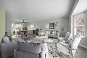 Large great room and dining area perfect for large scale entertaining