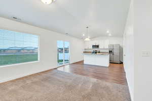 Living space with vaulted ceilings