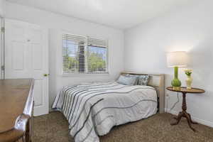 Bedroom with baseboards and carpet flooring