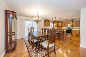 Open kitchen with dining area