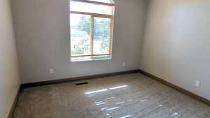 Spare room featuring healthy amount of natural light, baseboards, and carpet floors