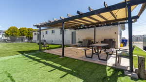 View of patio with a pergola and central air condition unit